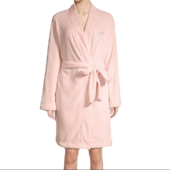 Calvin Klein Women’s Knee High Robe Soft Pink Belted Tie Waist, XS/S NWOT - Picture 5 of 9